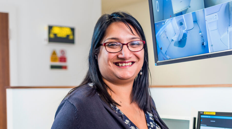 Professor Ananya Choudhury in the MR-Linac analysis room