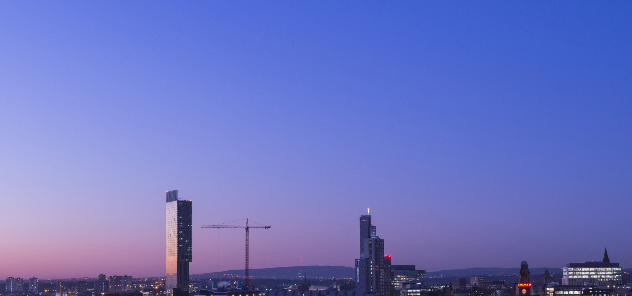 Manchester skyline in twilight