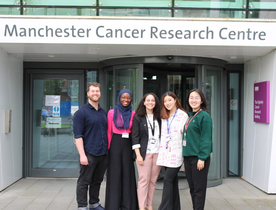 MB-PhD Students - Left to right David Withey, Hadiyat Ogunlayi, Nadin Hawwash, Yuki Zhou, Jean Ling-Tan