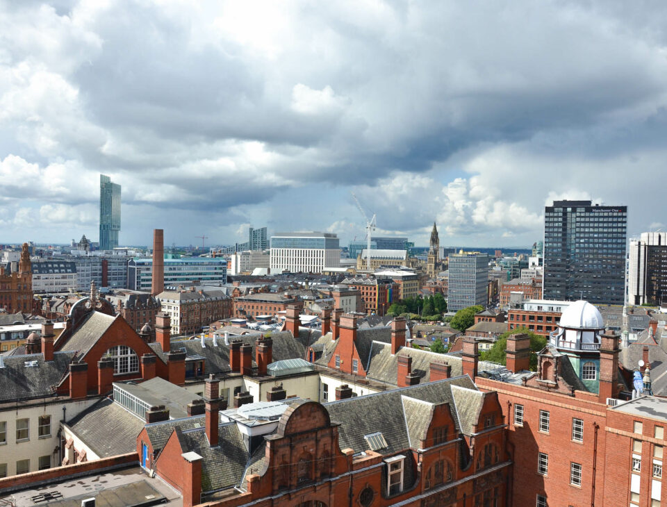 View of Manchester City skyline from the Sackville Building