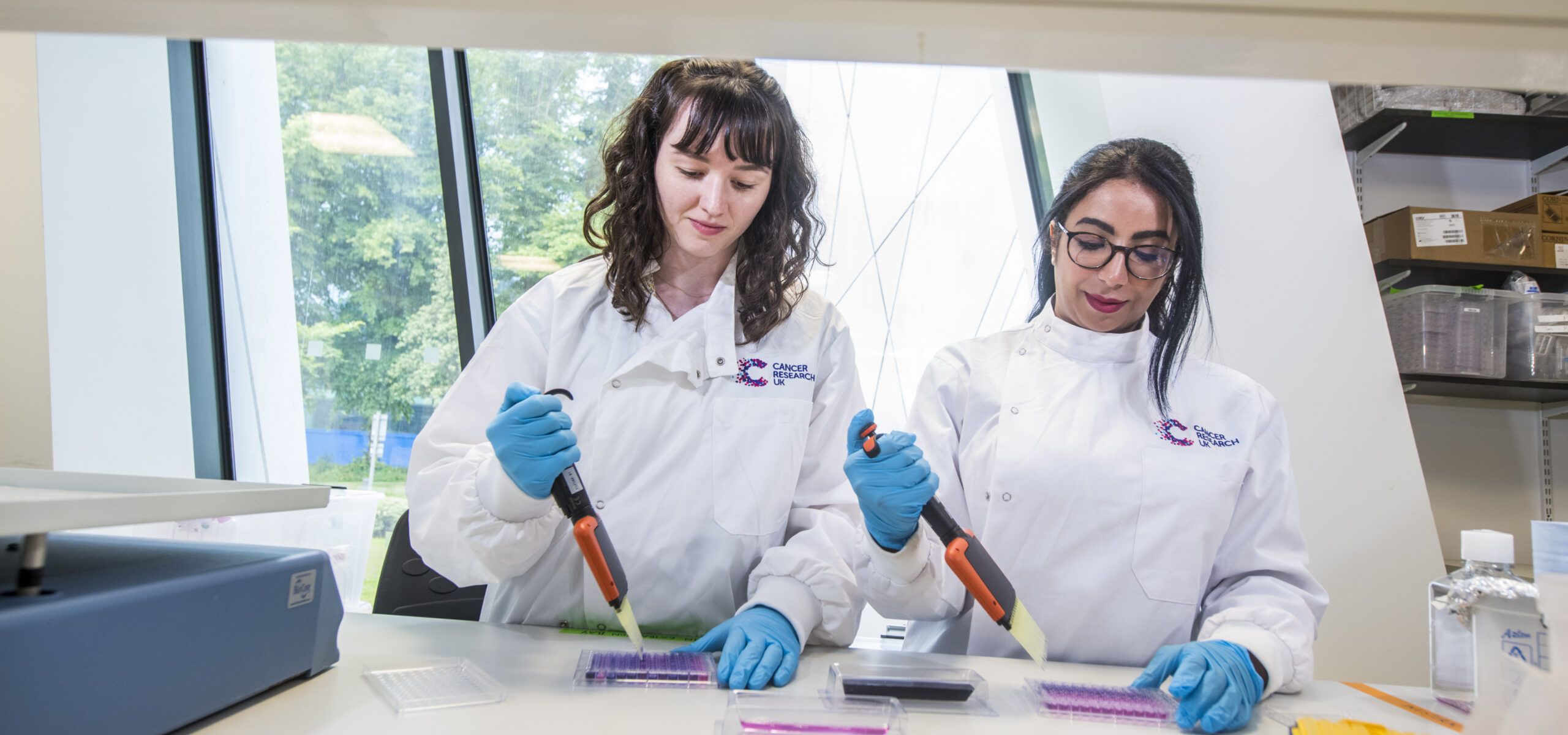 Two students in a laboratory