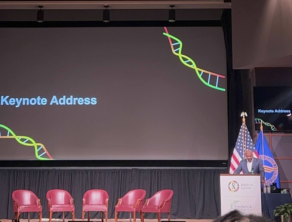 Dr John D. Carpten, Director of City of Hope's National Cancer Institute Comprehensive Cancer Center, delivering the opening address of the conference